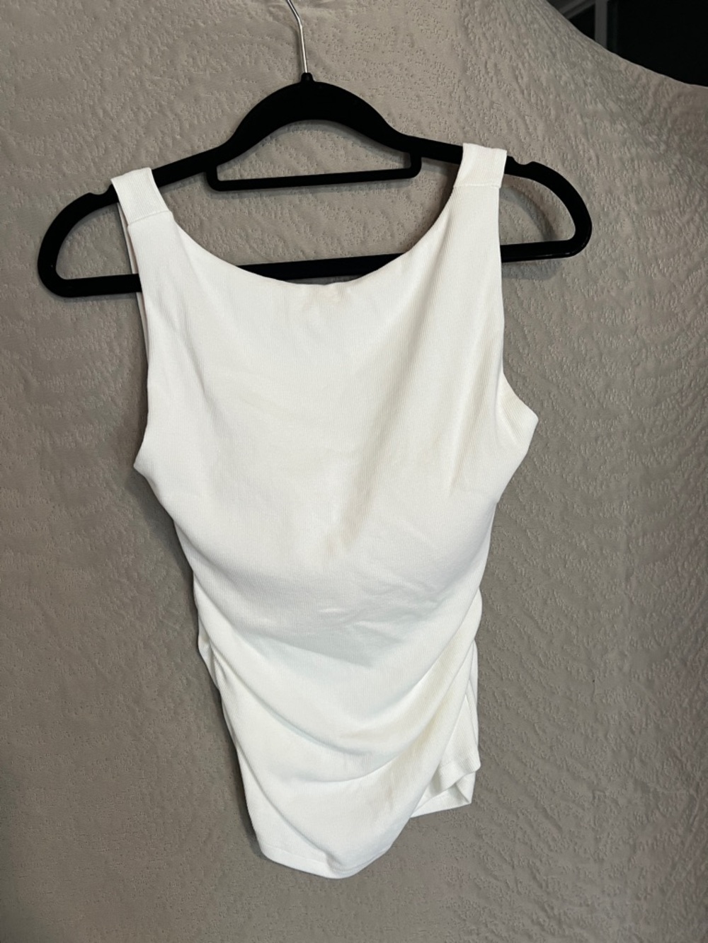 OGL White Sleeveless Ruched Tank Top - Women Size S